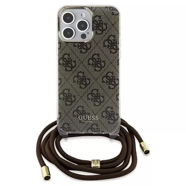 Guess Crossbody Cord 4G Print case for iPhone 15 Pro Max - brown 7