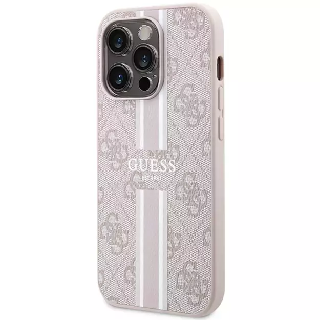 Guess 4G Printed Stripes MagSafe case for iPhone 15 Pro - pink 1