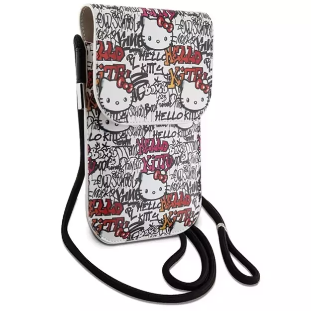 Hello Kitty Leather Tags Graffiti Cord bag - beige 2