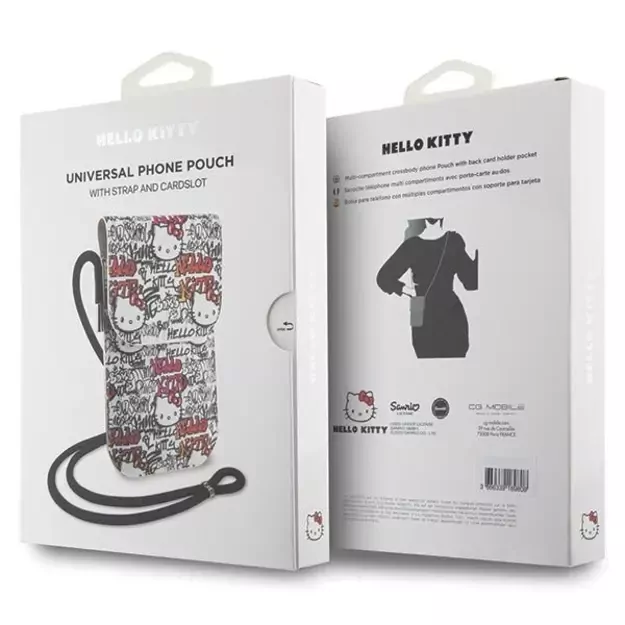 Hello Kitty Leather Tags Graffiti Cord bag - beige 5