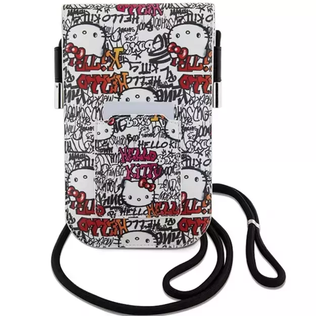 Hello Kitty Leather Tags Graffiti Cord bag - beige 3