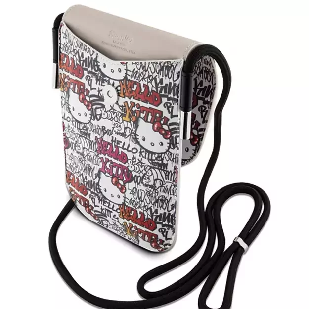 Hello Kitty Leather Tags Graffiti Cord bag - beige 4