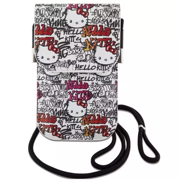 Hello Kitty Leather Tags Graffiti Cord bag - beige 1