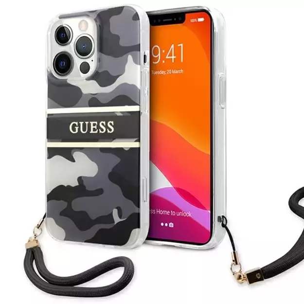 Guess GUHCP13XKCABBK iPhone 13 Pro Max 6.7&quot  black/black hardcase Camo Strap Collection