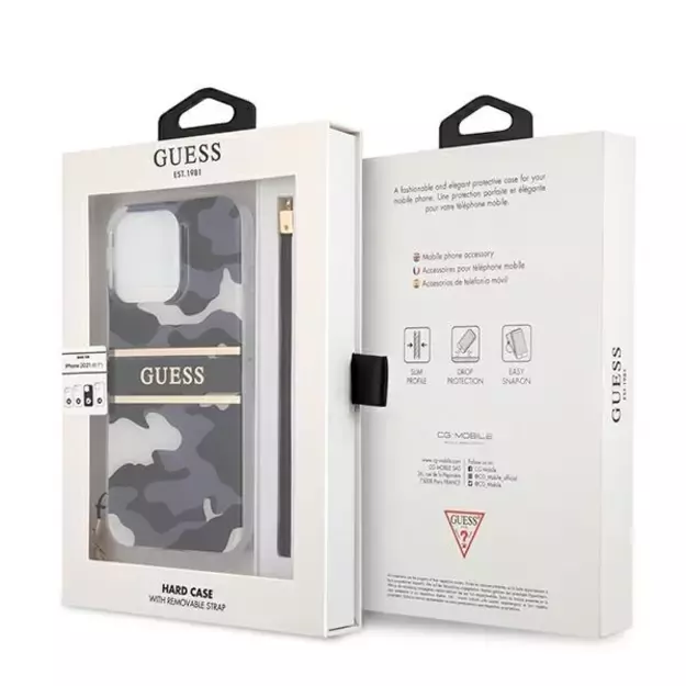Guess GUHCP13XKCABBK iPhone 13 Pro Max 6.7&quot  black/black hardcase Camo Strap Collection 9
