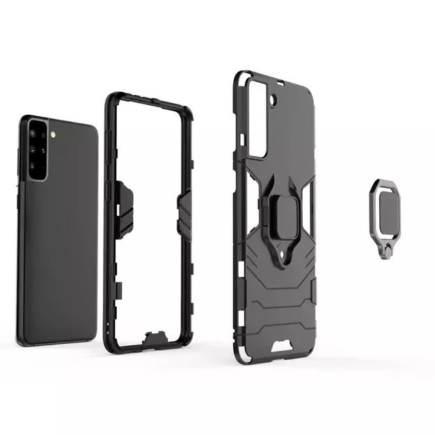 Ring Armor tough hybrid case cover + magnetic holder for Samsung Galaxy S22 + (S22 Plus) black 8