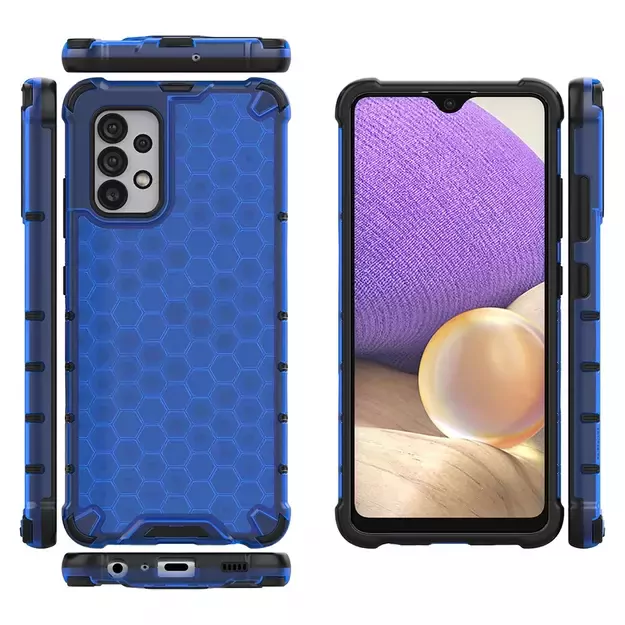 Honeycomb case armored cover with a gel frame for Samsung Galaxy A03s (166.5) blue 14