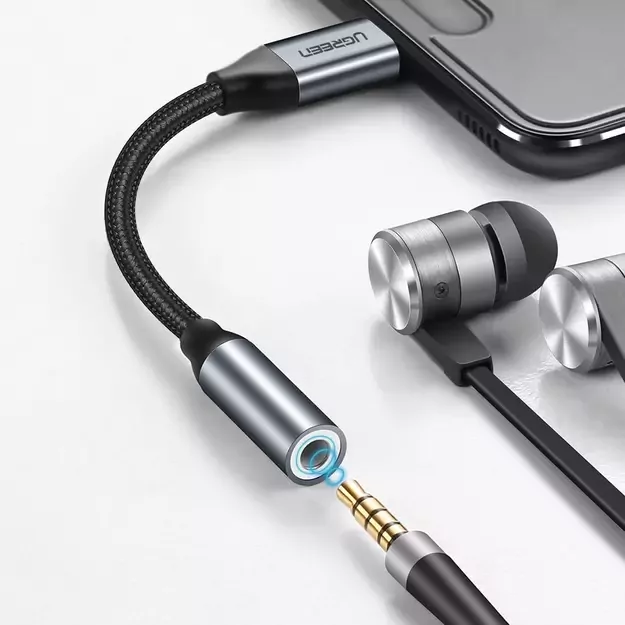Ugreen Headphone Adapter with 3.5mm mini jack to USB Type C 10cm gray (30632) 2