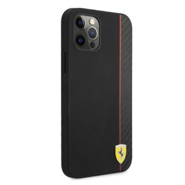 Ferrari FESAXHCP12LBK iPhone 12 Pro Max 6.7&quot  black/black hardcase On Track Carbon Stripe 3