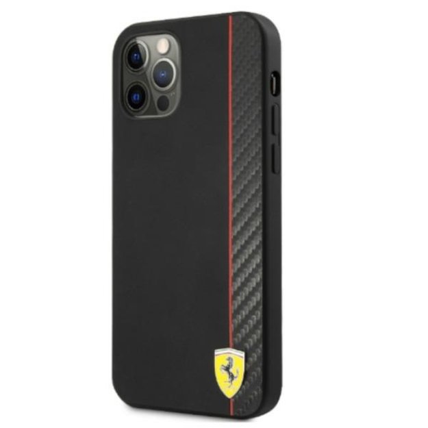 Ferrari FESAXHCP12LBK iPhone 12 Pro Max 6.7&quot  black/black hardcase On Track Carbon Stripe 1