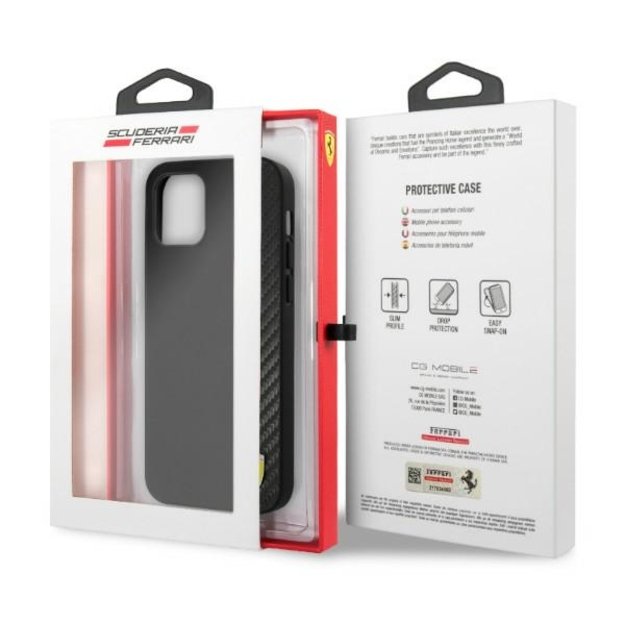 Ferrari FESAXHCP12LBK iPhone 12 Pro Max 6.7&quot  black/black hardcase On Track Carbon Stripe 7