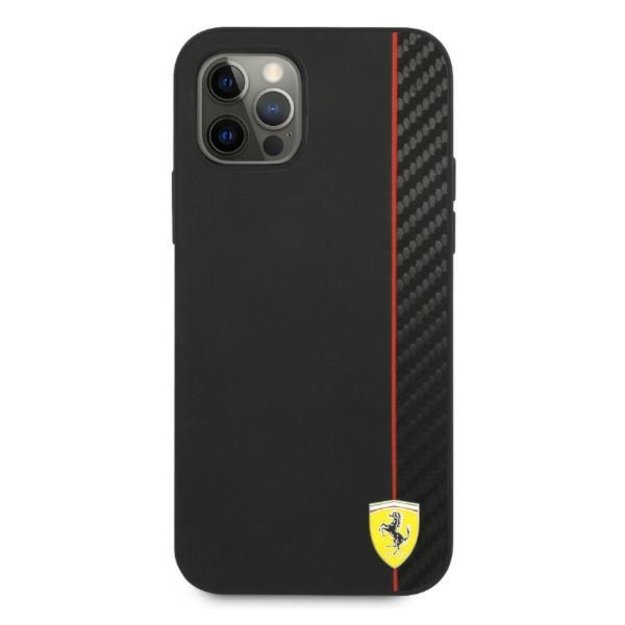 Ferrari FESAXHCP12LBK iPhone 12 Pro Max 6.7&quot  black/black hardcase On Track Carbon Stripe 2