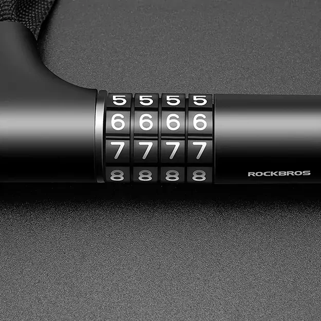 Rockbros 3230002001 bicycle lock with combination and key - black 22