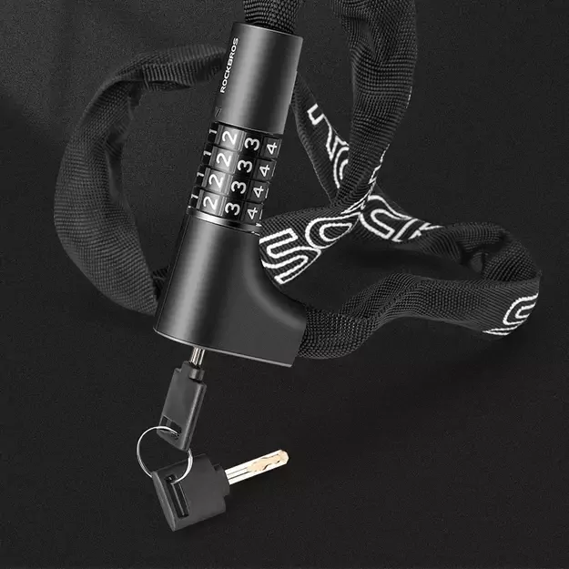 Rockbros 3230002001 bicycle lock with combination and key - black 21