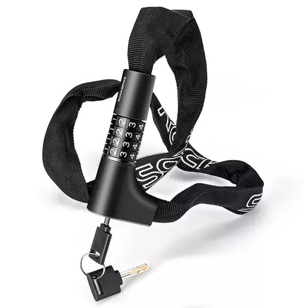 Rockbros 3230002001 bicycle lock with combination and key - black 19