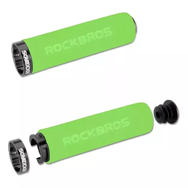 Rockbros BT1001GNBK sponge bicycle handlebar grips - green and black 1