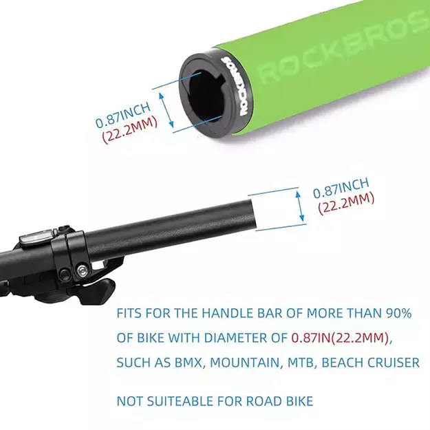 Rockbros BT1001GNBK sponge bicycle handlebar grips - green and black 2