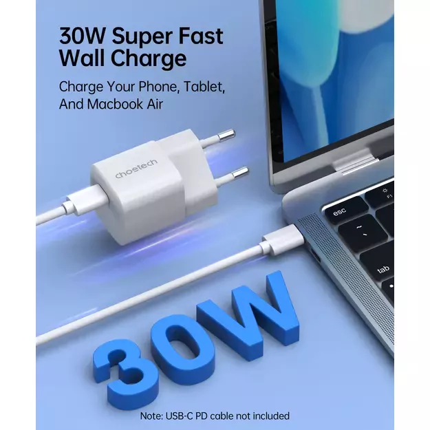 Choetech PD5007 USB-C PD 30W GaN wall charger - white 1