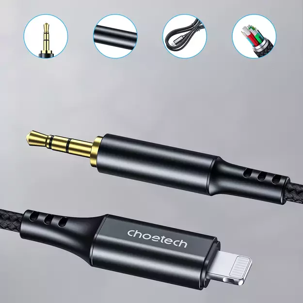 Choetech AUX009 Lighting / mini jack 3.5mm cable 2 m - black 2