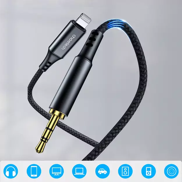 Choetech AUX009 Lighting / mini jack 3.5mm cable 2 m - black 1