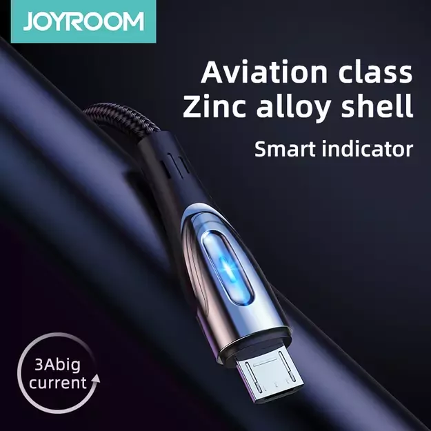 Joyroom Sharp Series S-M411 USB-A / micro USB 3A 1.2m Cable with Charging Indicator - Black 5
