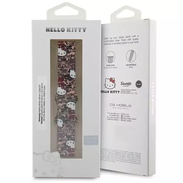 Hello Kitty Silicone Tags Graffiti strap universal 22mm - pink 3