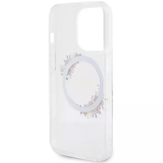 Guess IML Flowers Wreatch MagSafe iPhone 15 Pro Max Case - Clear 13