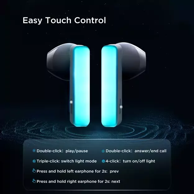 TWS Joyroom JR-TC1 IceLens Series wireless headphones with LED lights - white 13