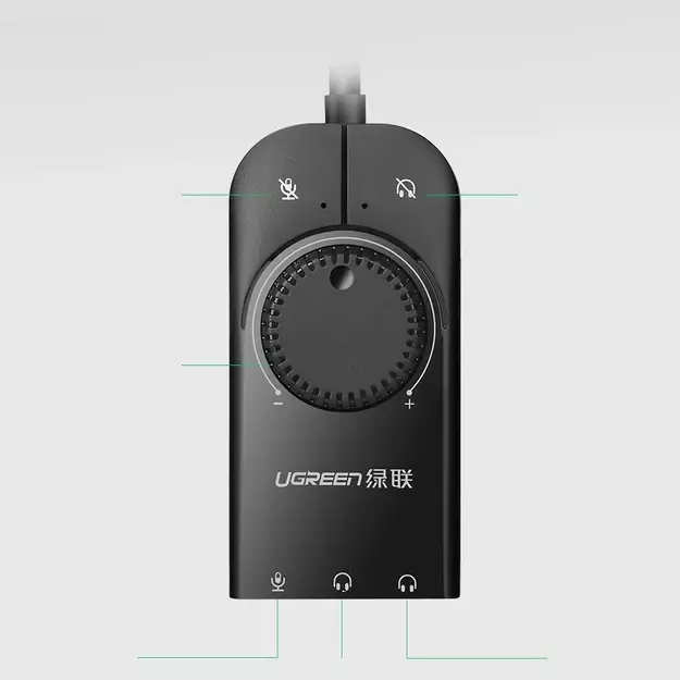 Ugreen external sound card music adapter USB - 3.5 mm mini jack with volume control 15 cm black (40964) 3