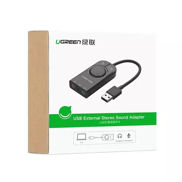 Ugreen external sound card music adapter USB - 3.5 mm mini jack with volume control 15 cm black (40964) 11