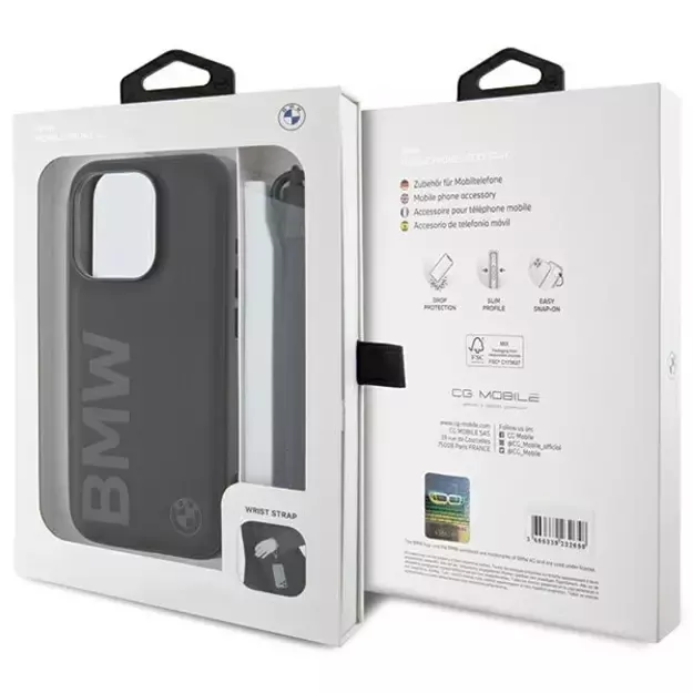 BMW Signature Leather Wordmark Cord case for iPhone 15 Pro - black 6