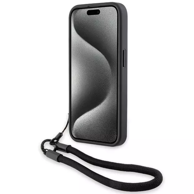 BMW Signature Leather Wordmark Cord case for iPhone 15 Pro - black 3