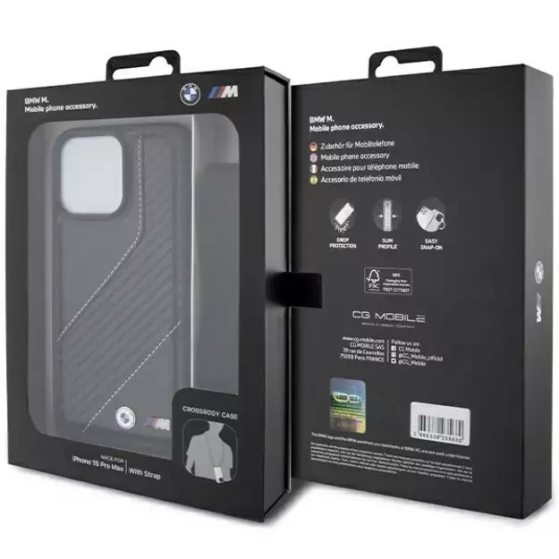 BMW M Edition Carbon Stripe &amp  Strap case for iPhone 15 Pro Max - black 6