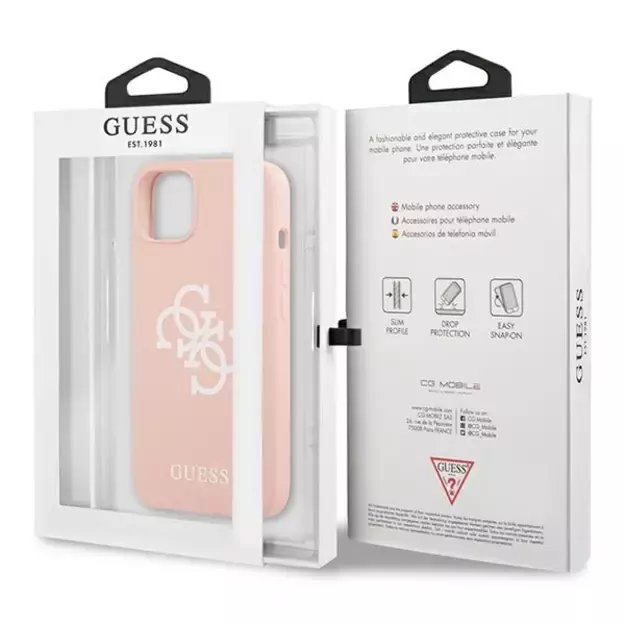Guess GUHCP13SLS4GWPI iPhone 13 mini 5.4&quot  pink/pink hard case Silicone 4G Logo 7