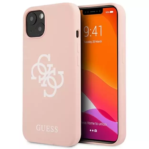 Guess GUHCP13SLS4GWPI iPhone 13 mini 5.4&quot  pink/pink hard case Silicone 4G Logo