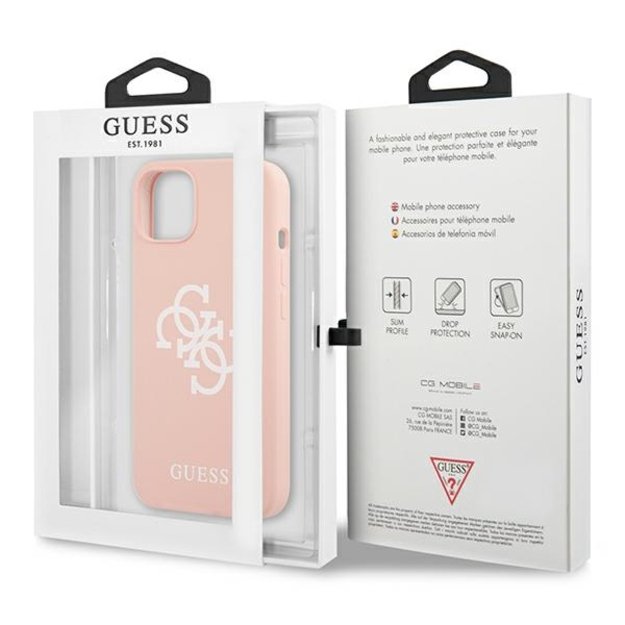Guess GUHCP13SLS4GWPI iPhone 13 mini 5.4&quot  pink/pink hard case Silicone 4G Logo 14