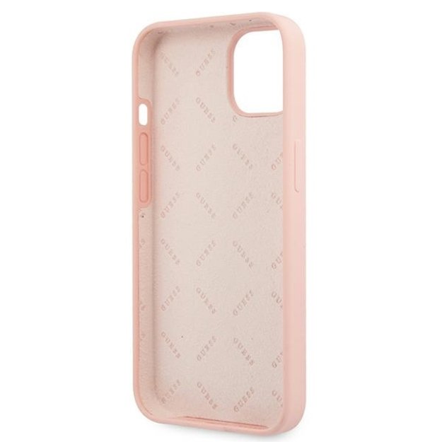 Guess GUHCP13SLS4GWPI iPhone 13 mini 5.4&quot  pink/pink hard case Silicone 4G Logo 13