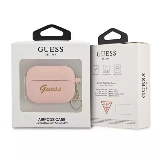 Guess GUAPLSCHSP AirPods Pro cover pink/pink Silicone Charm Heart Collection 4