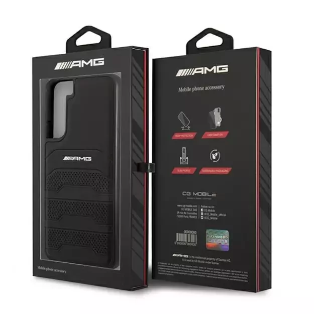 AMG AMHCS22MGSEBK S22+ S906 czarny/black hardcase Leather Debossed Lines 14