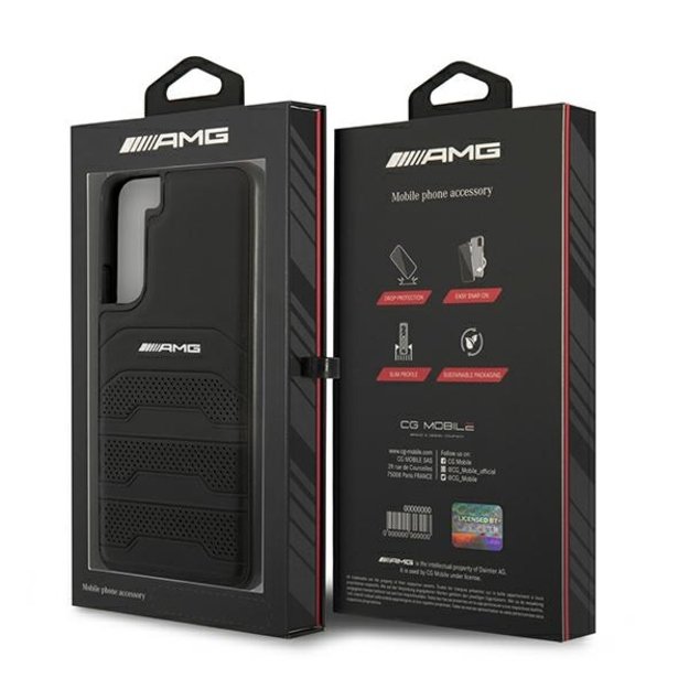 AMG AMHCS22MGSEBK S22+ S906 czarny/black hardcase Leather Debossed Lines 7