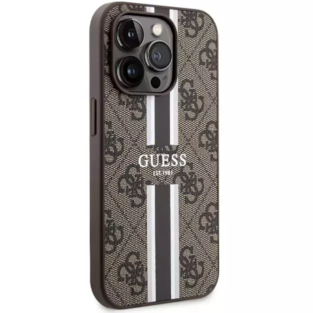 Guess 4G Printed Stripes MagSafe case for iPhone 15 Pro - brown 10