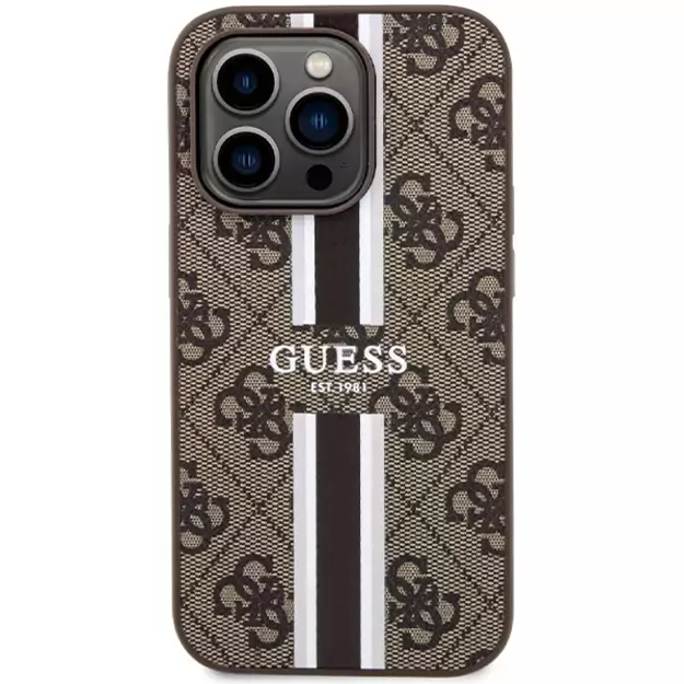 Guess 4G Printed Stripes MagSafe case for iPhone 15 Pro - brown 9