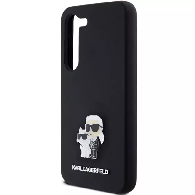 Karl Lagerfeld Silicone Karl&amp Choupette Metal Pin case for Samsung Galaxy S23 - black 5