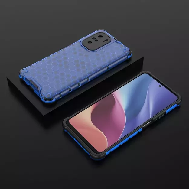 Honeycomb Case armor cover with TPU Bumper for Xiaomi Redmi K40 Pro+ / K40 Pro / K40 / Poco F3 blue 2