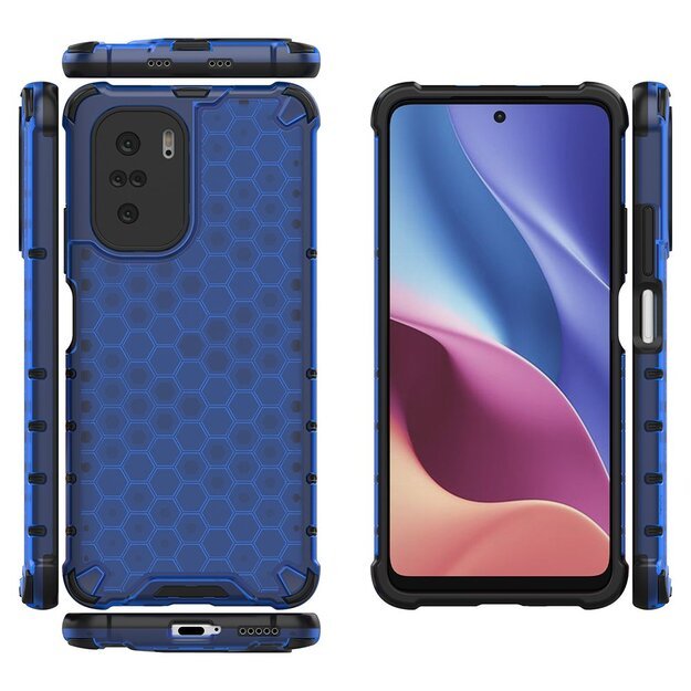 Honeycomb Case armor cover with TPU Bumper for Xiaomi Redmi K40 Pro+ / K40 Pro / K40 / Poco F3 blue 13