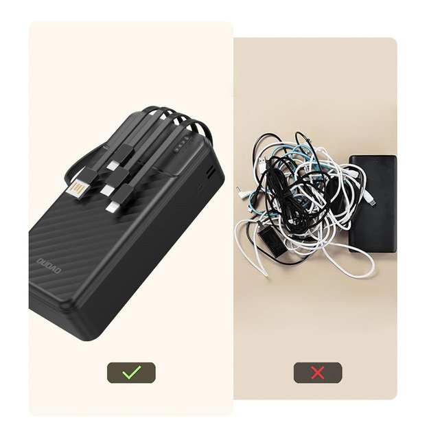Dudao K11 Max 30000mAh Powerbank with Built-in Cables - Black 7