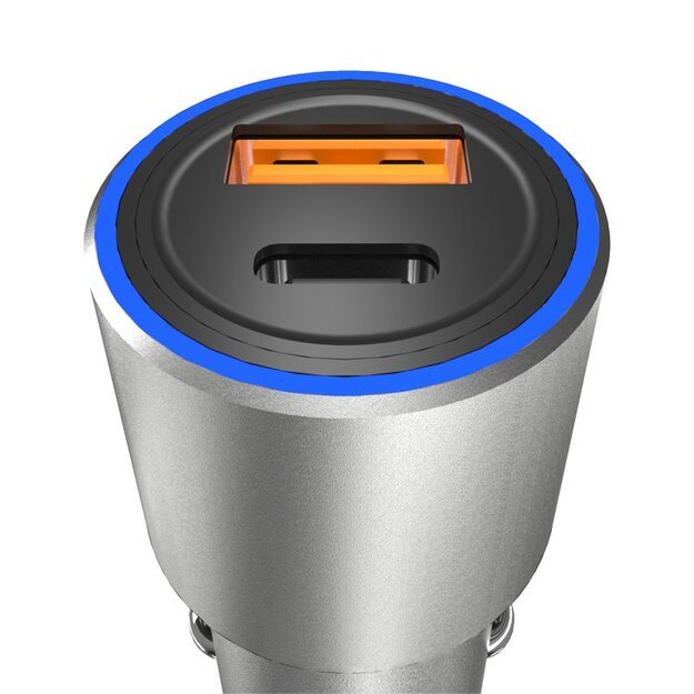 Dudao USB / USB Car Charger Type C Power Delivery Quick Charge 22.5 W Gray (R4PQ) 1