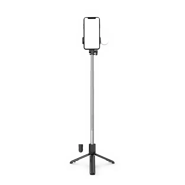Selfie stick WR1YXS telescopic tripod 0.71m with round lamp - black 2
