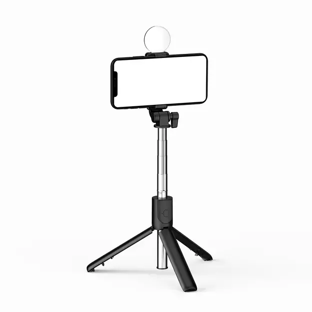 Selfie stick WR1YXS telescopic tripod 0.71m with round lamp - black 3