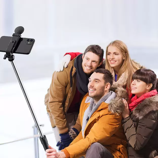 Selfie stick WR1YXS telescopic tripod 0.71m with round lamp - black 10